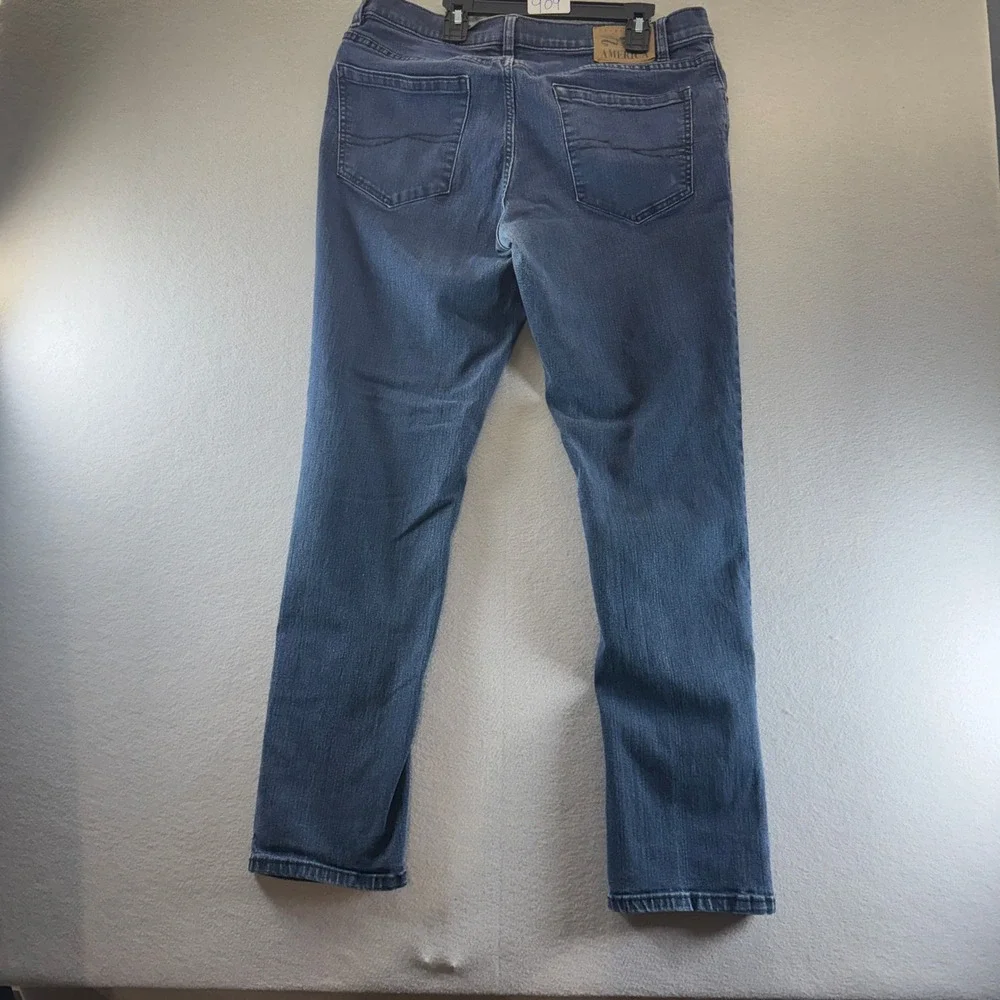Perry Ellis America Mens Dark Wash Straight Leg Denim Jeans Blue 34x32